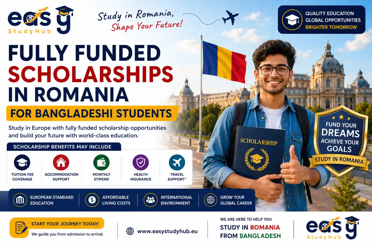 Fully Funded Scholarships in Romania for Bangladeshi Students In 2026 Complete Guide