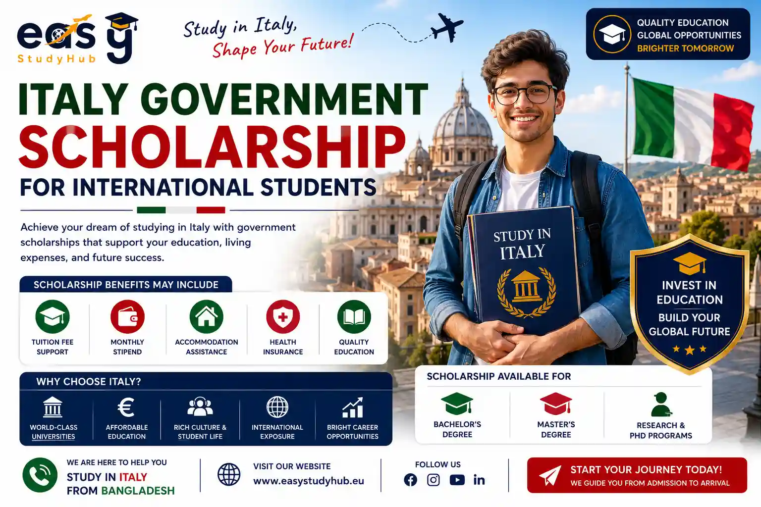 Italy Government Scholarship For International Students in 2026 Complet Guide