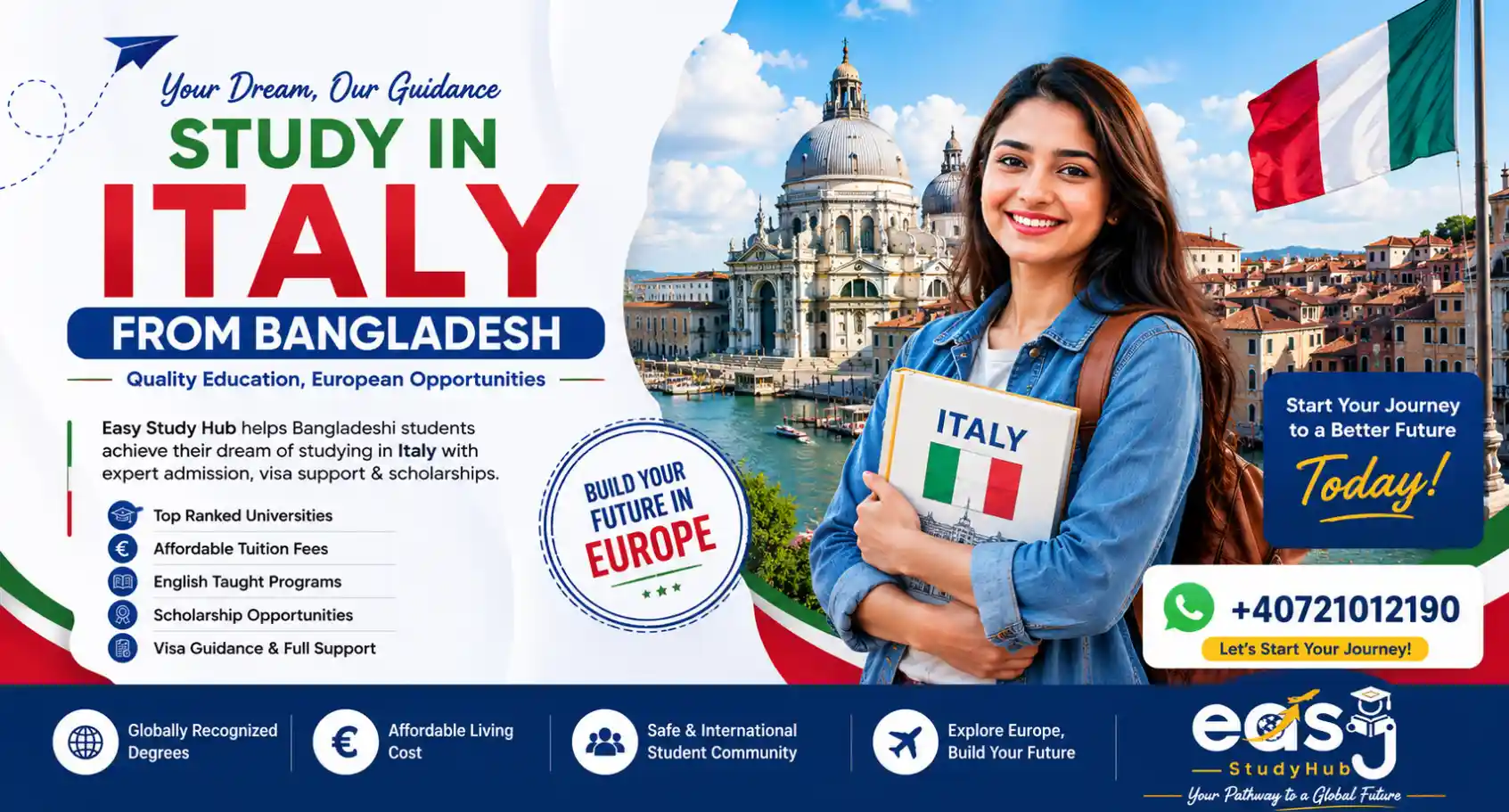 Bangladeshi students studying in Italy with Learning In Eu support for university admission and student visa processing.