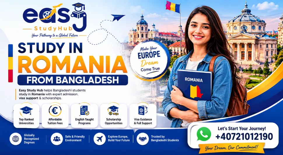 Bangladeshi students studying in Romania with Learning In Eu guidance for university admission and student visa assistance.