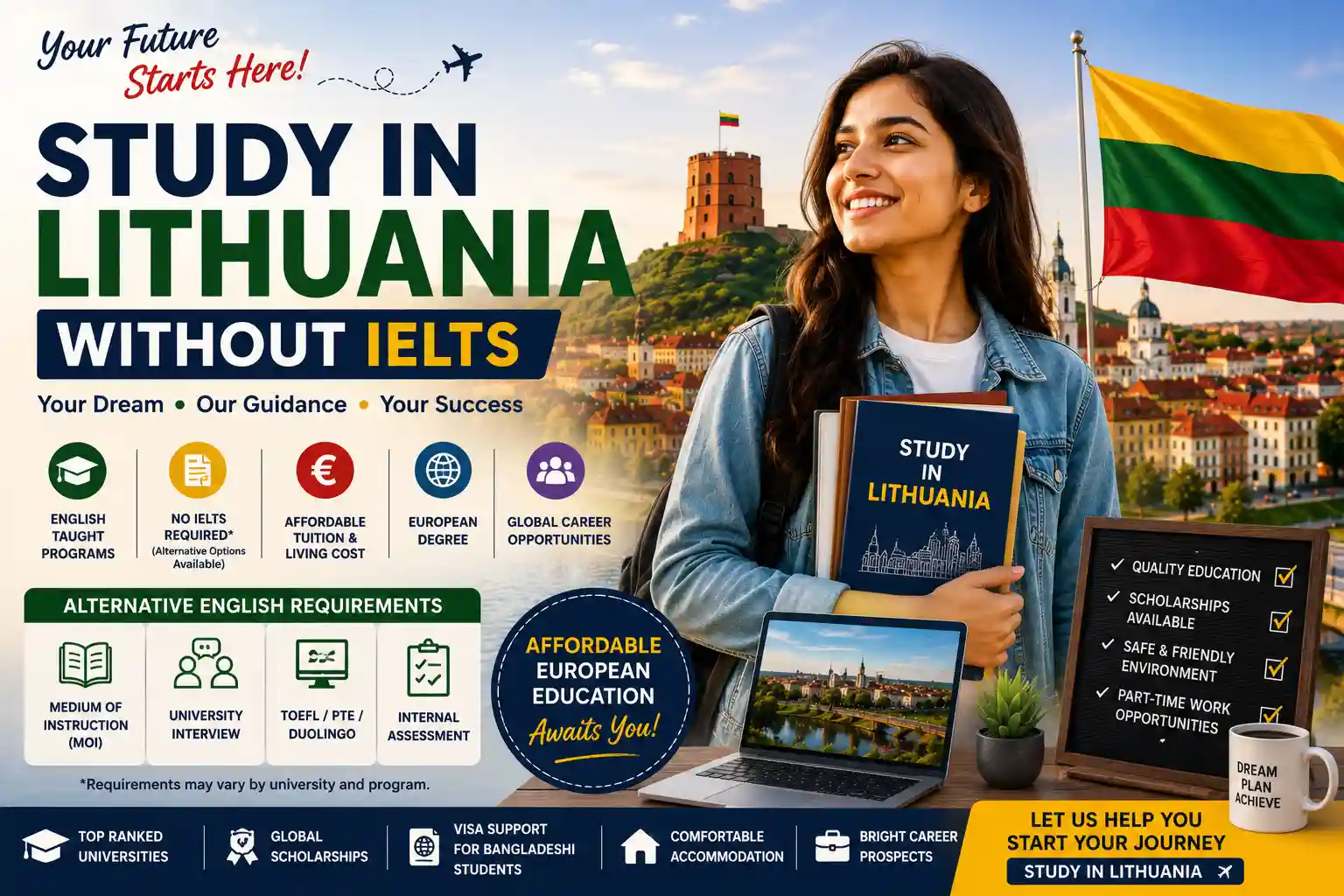 Study in Lithuania Without IELTS For Bangladeshi Students In 2026 Complete Guide
